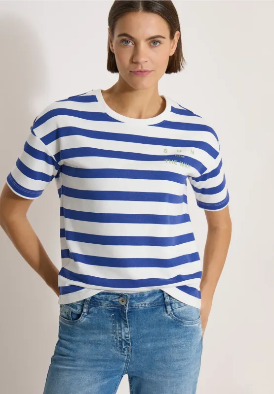 Cecil Shirt met halflange mouwen, deep river blue