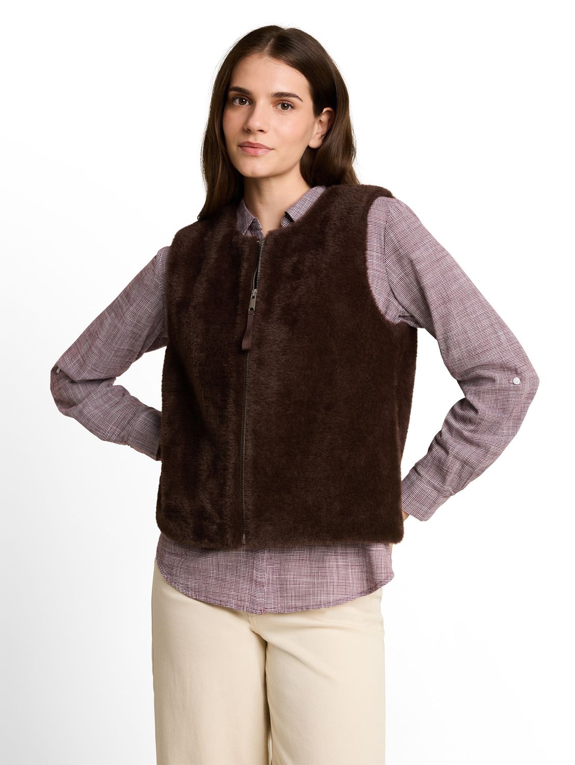 Tom Tailor Teddyvest met zakken, java dark brown Tom Tailor Teddyvest met zakken, java dark brown
