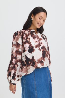 Fransa blouse, watercolour bloom rum raisin