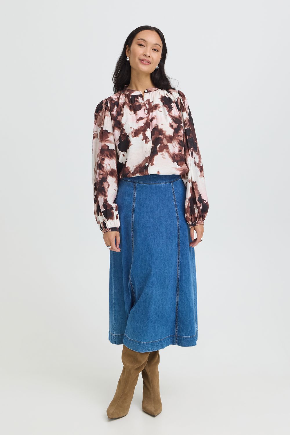 Fransa blouse, watercolour bloom rum raisin