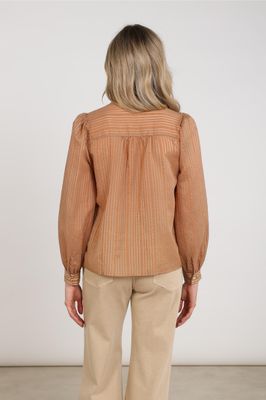 Nukus Alberta Blouse Bow Stripe, Toffee