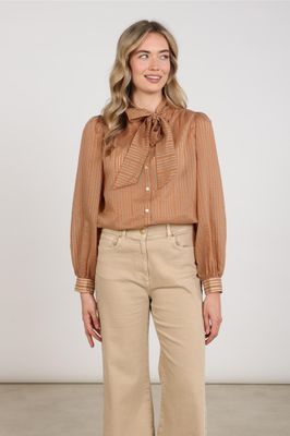 Nukus Alberta Blouse Bow Stripe, Toffee
