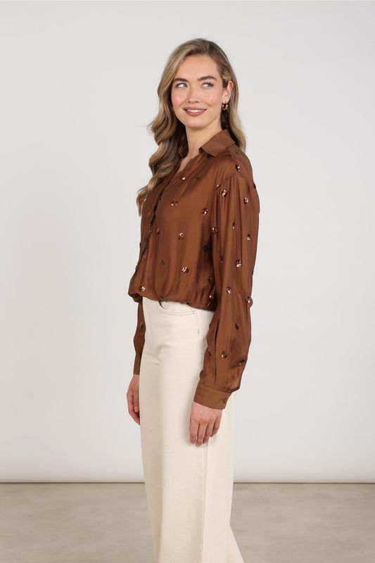 Nukus Anika Blouse Paillet, Espresso