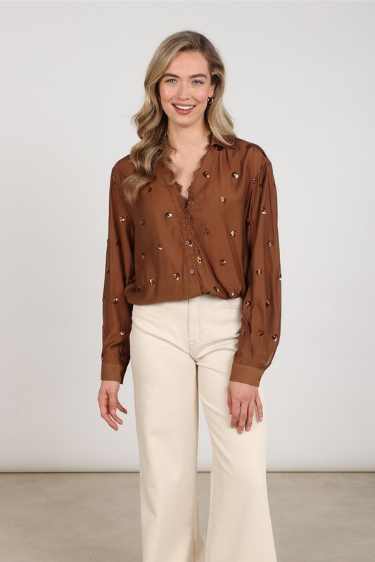 Nukus Anika Blouse Paillet, Espresso