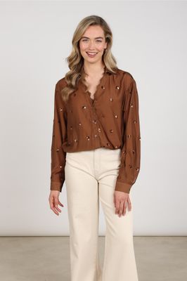 Nukus Anika Blouse Paillet, Espresso Nukus Anika Blouse Paillet, Espresso