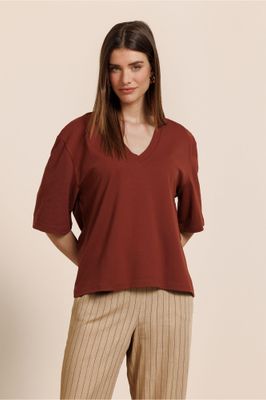 Studio Anneloes Fiore vneck t-shirt, rust