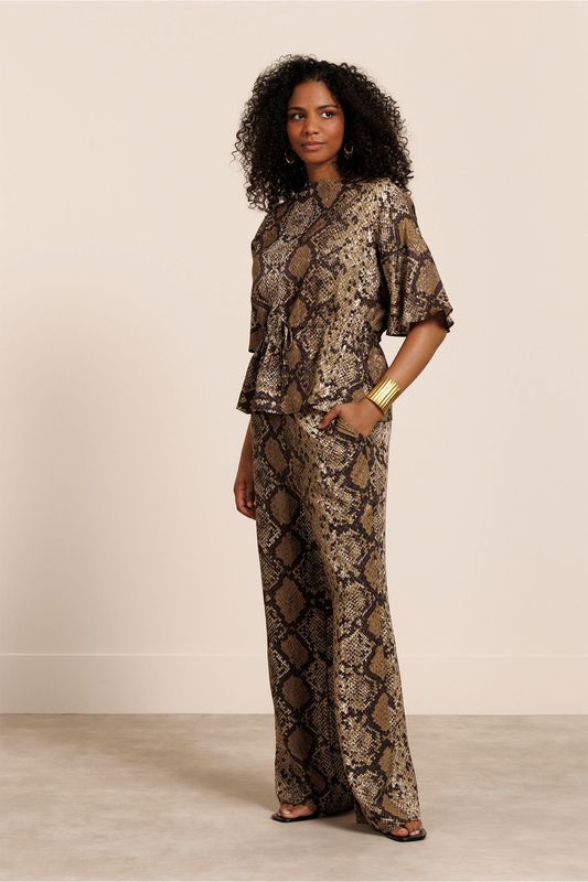 Studio Anneloes Vajen snake top, camel/espresso