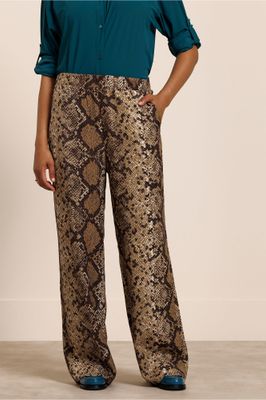 Studio Anneloes Mienke snake trousers, camel/espresso