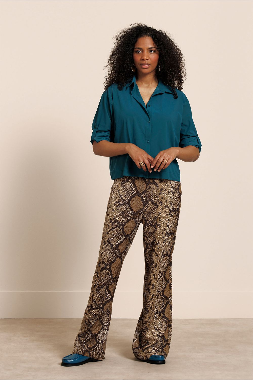 Studio Anneloes Mienke snake trousers, camel/espresso Studio Anneloes Mienke snake trousers, camel/espresso