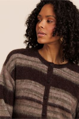 Studio Anneloes Bibi ssl stripe cardigan, chestnut/espresso