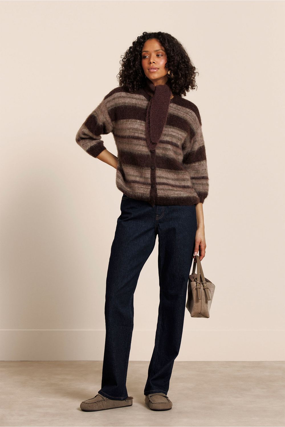 Studio Anneloes Bibi ssl stripe cardigan, chestnut/espresso Studio Anneloes Bibi ssl stripe cardigan, chestnut/espresso