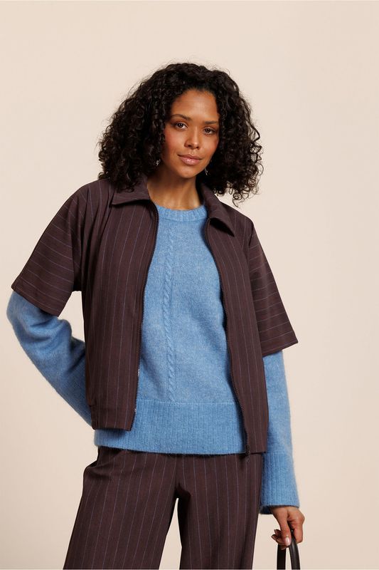 Studio Anneloes Marcella stripe jacket, chestnut/espresso