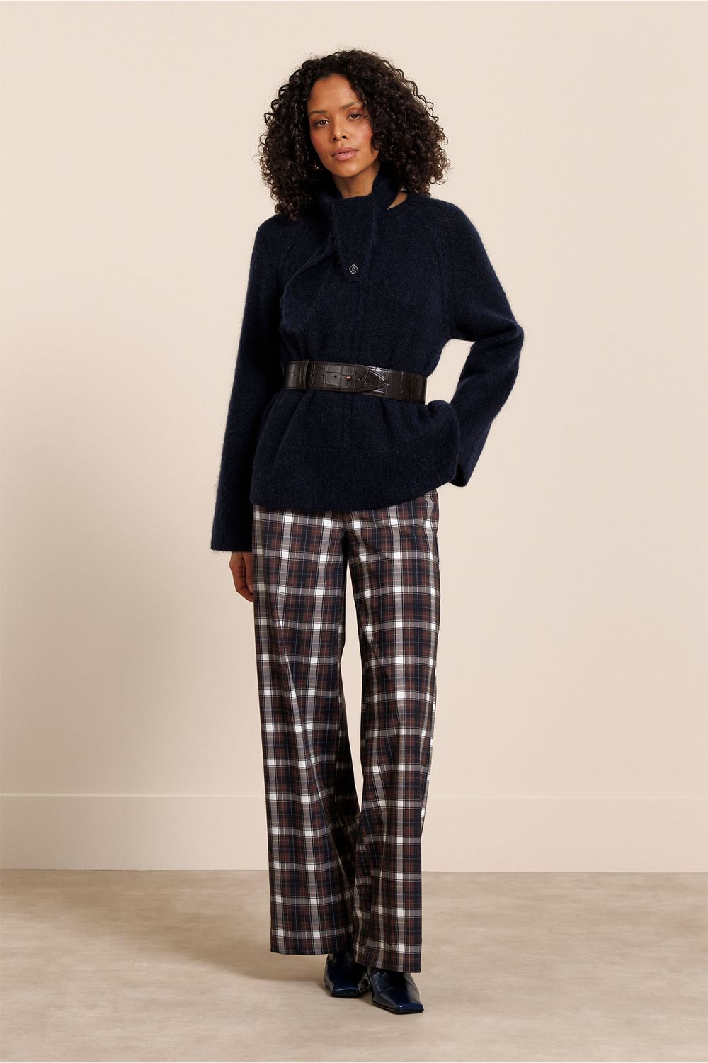 Studio Anneloes Lexie check trousers, chestnut/espresso Studio Anneloes Lexie check trousers, chestnut/espresso