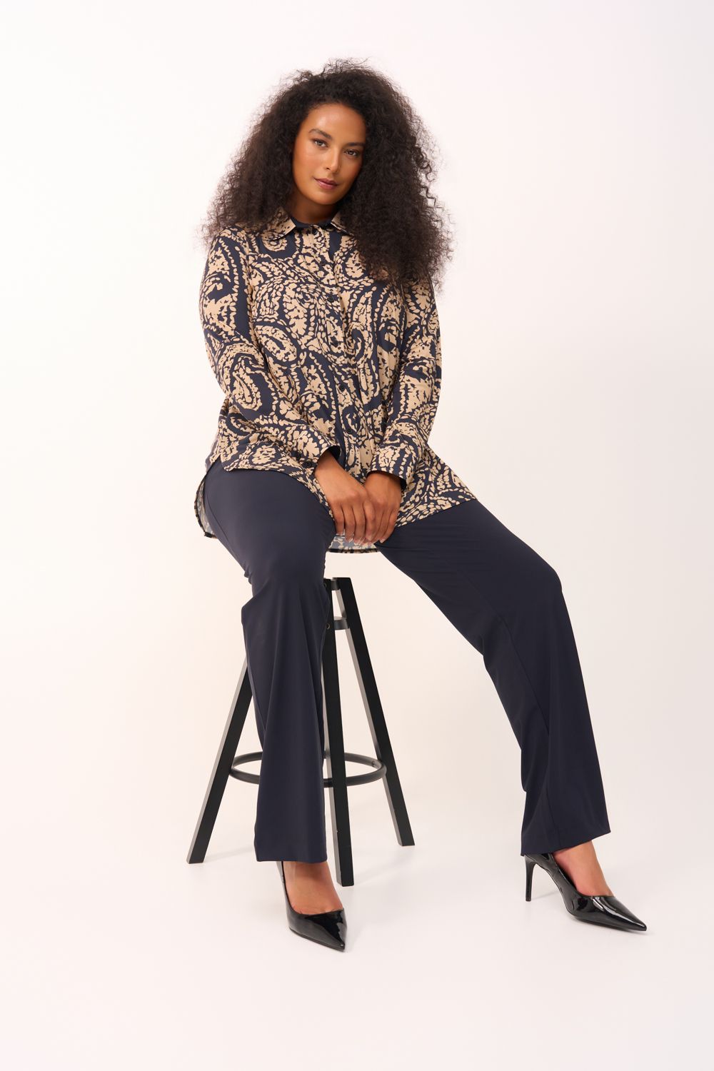 Plus Basics Blouse Midi LS,  Terrazzo