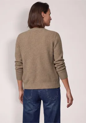 Cecil Structured cosy Cardigan, creamy mocha melange