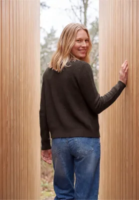 Cecil Structured cosy Cardigan, truffle brown