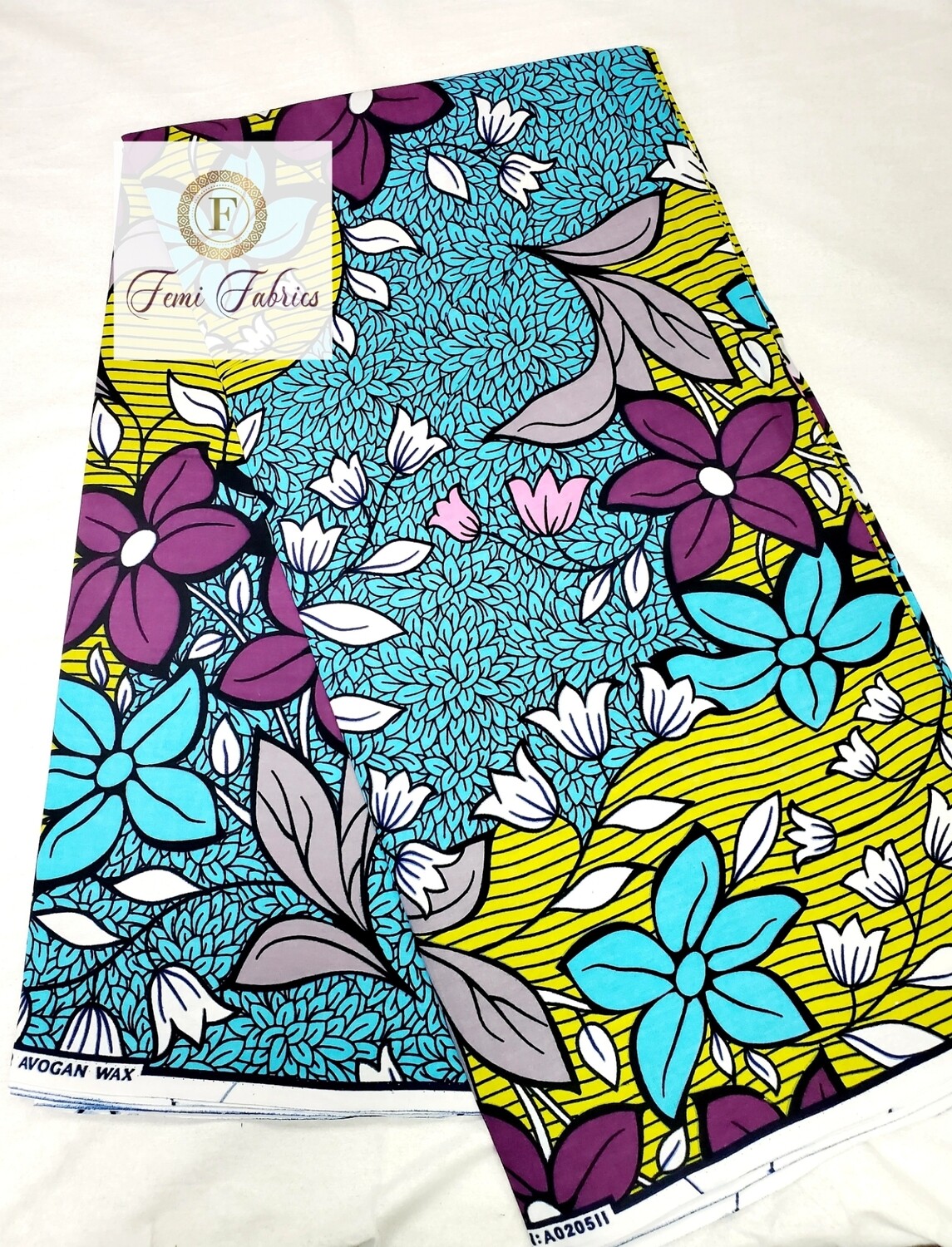 Turquoise Field Ankara/African Print Fabric