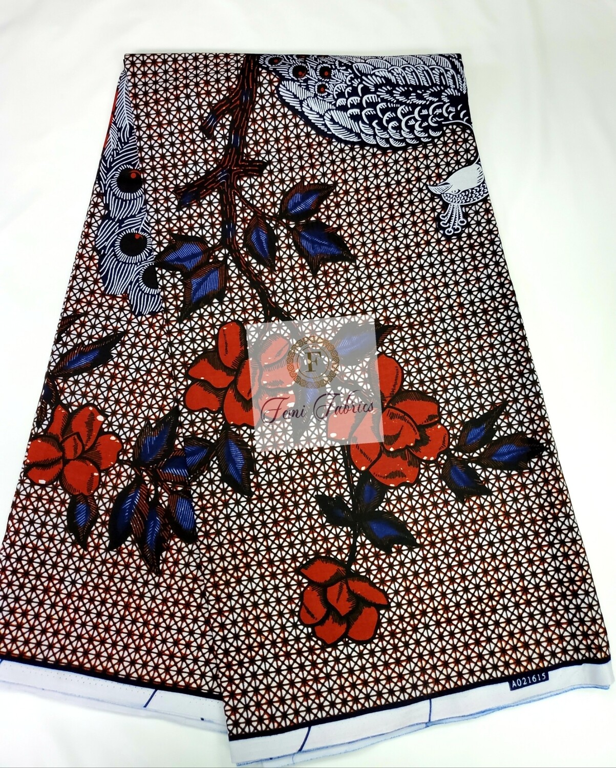 Blue Denim Peacock Ankara/African Print Fabric