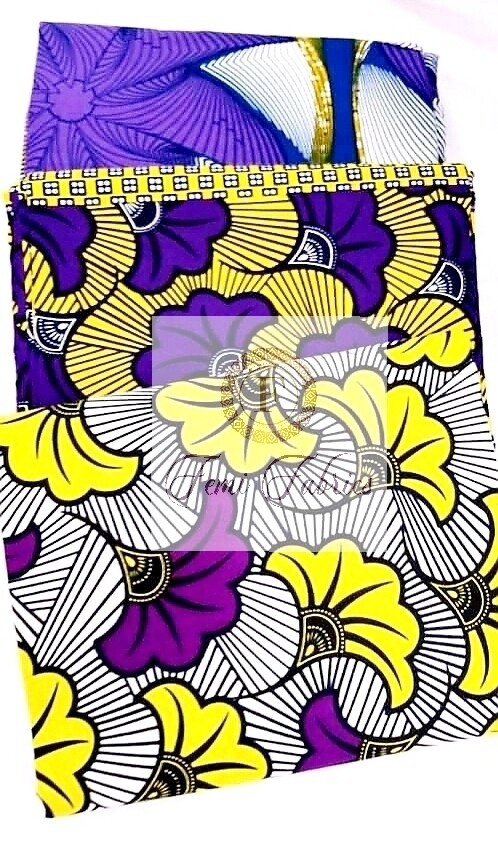 Purple 3 Piece Combo Ankara/African Print Fabric