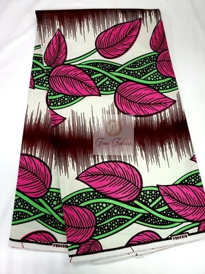 Pink & Green Vine Ankara/African Print Fabric