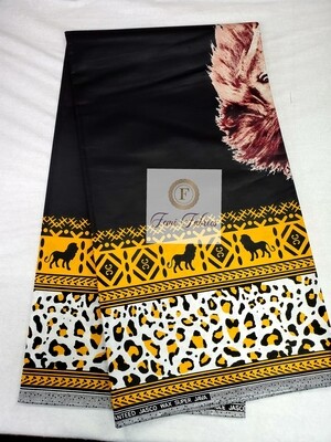 Lion on Black/Ankara/African Print Fabric