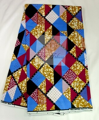 Blue Pink Square/Ankara/African Print Fabric