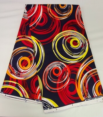 Navy Red Orange Swirl/Ankara/African Fabric