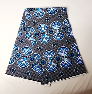 Blue Diamond Fans Ankara/African Print Fabric