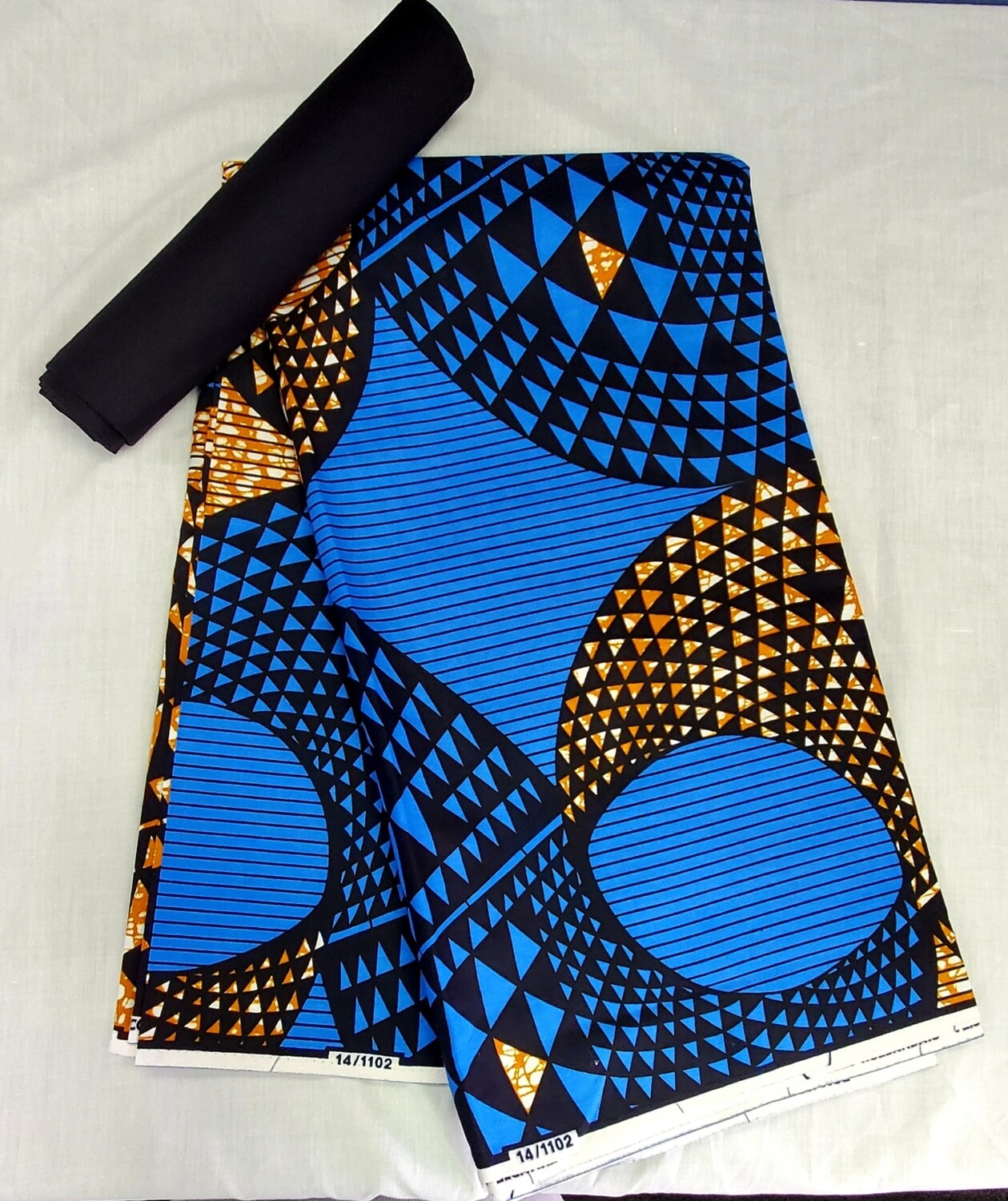 Blue Geometrical Solid Mix/African Print Ankara