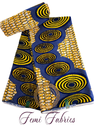 Blue Yellow Swirl Ankara/African Fabric