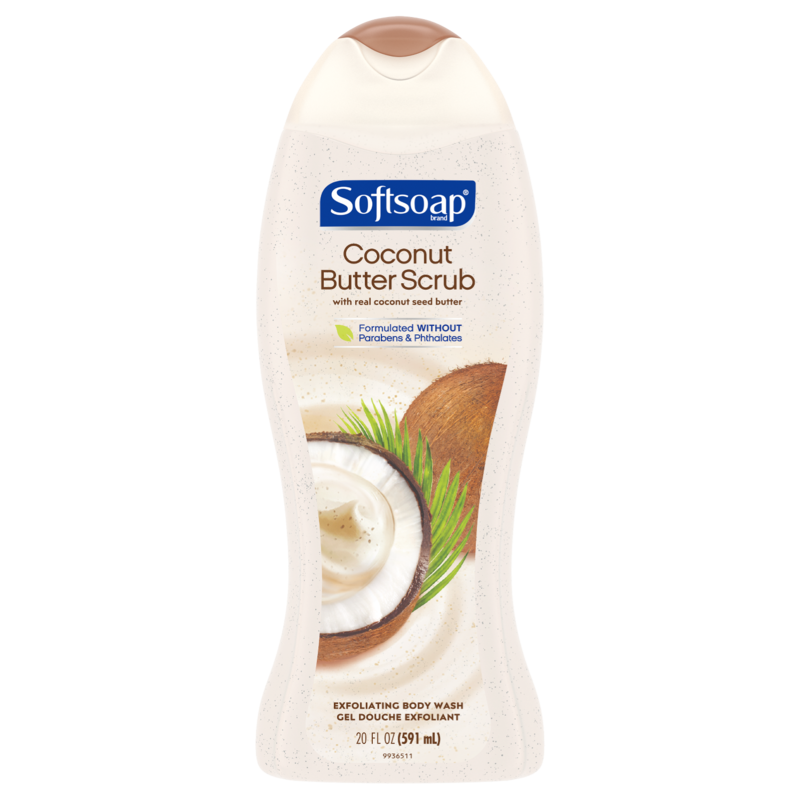 Softsoap Exfoliating Body Wash Scrub, Coconut Butter, 20 fl oz
