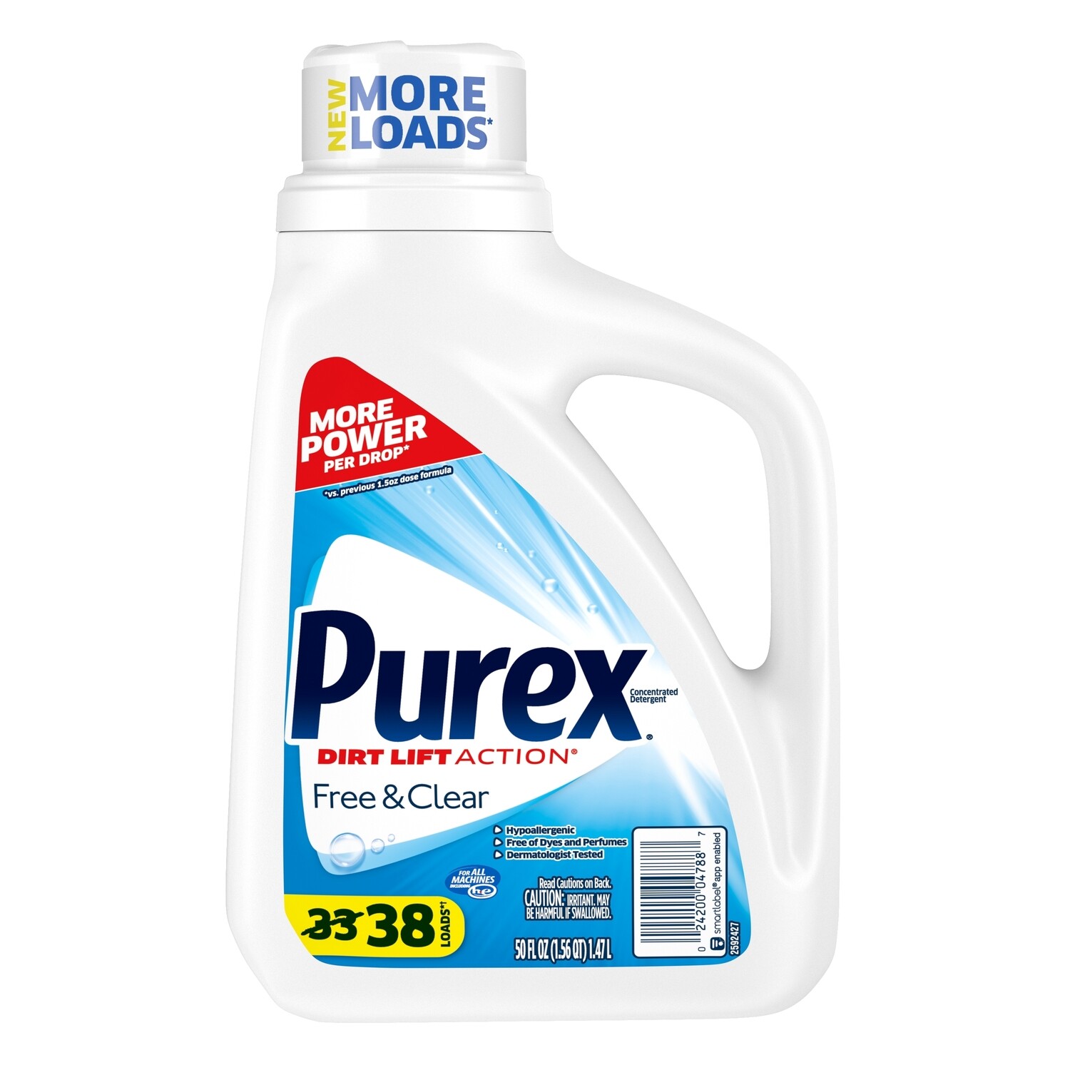 Purex Free Clear, 38 Loads, Liquid Laundry Detergent Base Liquid, 50 fl oz