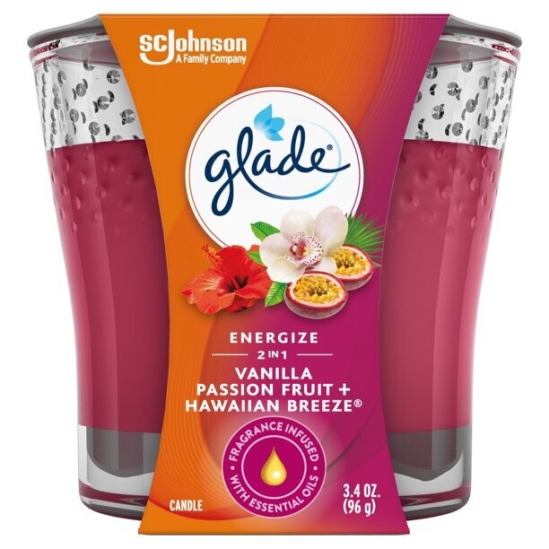 Glade 2in1 Jar Candle Air Freshener, Hawaiian Breeze &amp; Vanilla Passion Fruit, 3.4 oz (pack of 2)
