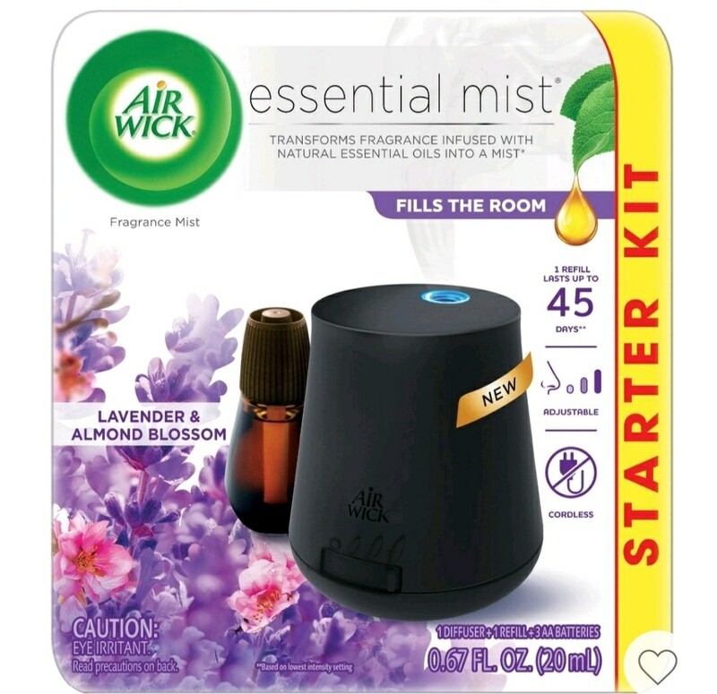 Air Wick Essential Mist Starter Kit, Diffuser + 1 Refill, Lavender and Almond Blossom, Air Freshener, Essential Oils