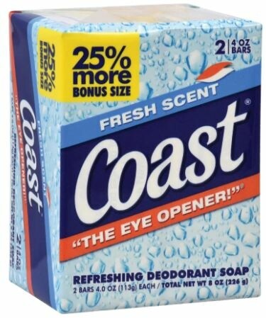 Coast Fresh Scent Refreshing Deodorant Soap,2 Bars 4.12 oz.
