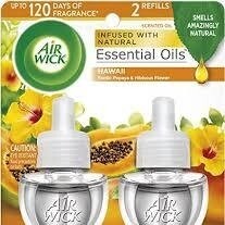 Air Wick Plug in Refill, 2 Count, Hawaii Scent, Scented Oil, Air Freshener, Essential Oils
