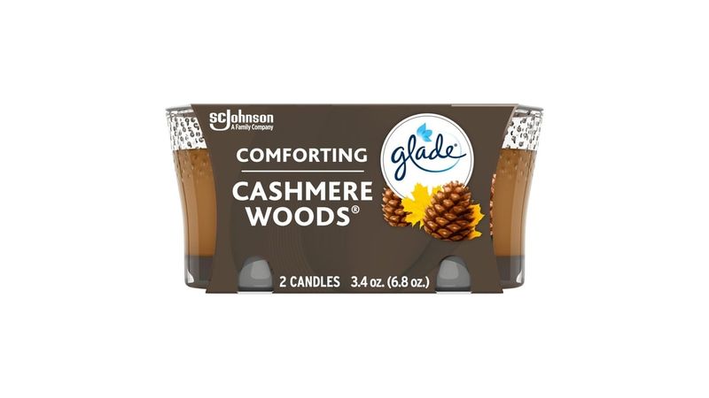 Glade Candle Jar, Air Freshener, Cashmere Woods, 3.4 Oz, 2 Count sold individually
