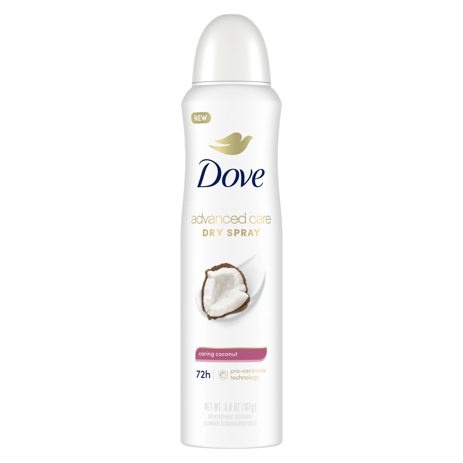 Dove Advanced Care Long Lasting Women&#39;s Antiperspirant Deodorant Dry Spray, Caring Coconut, 3.8 oz