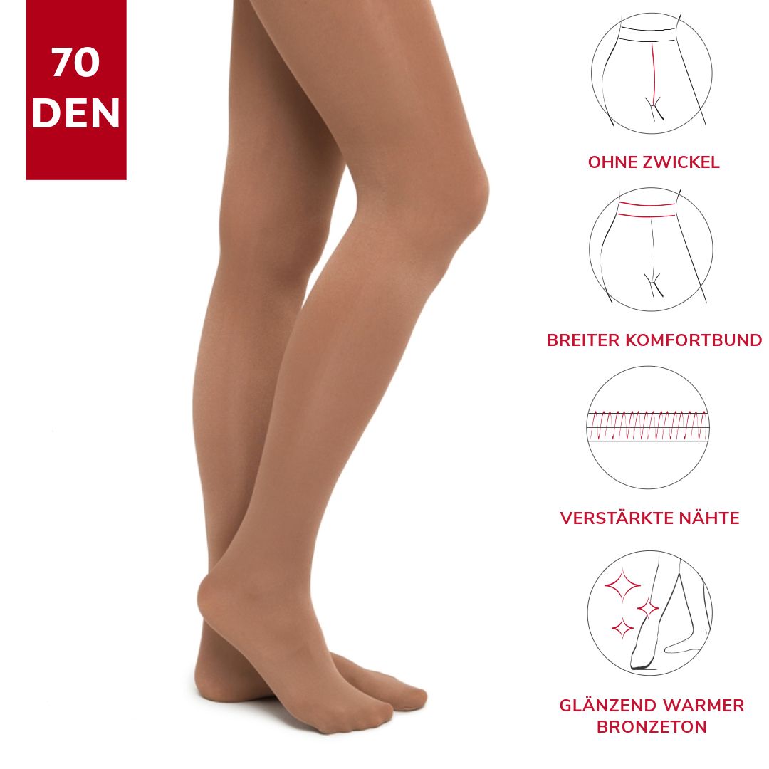 RUMPF 124 Stella Glanzstrumpfhose ohne Zwickel Kinder & Erwachsene - suntan