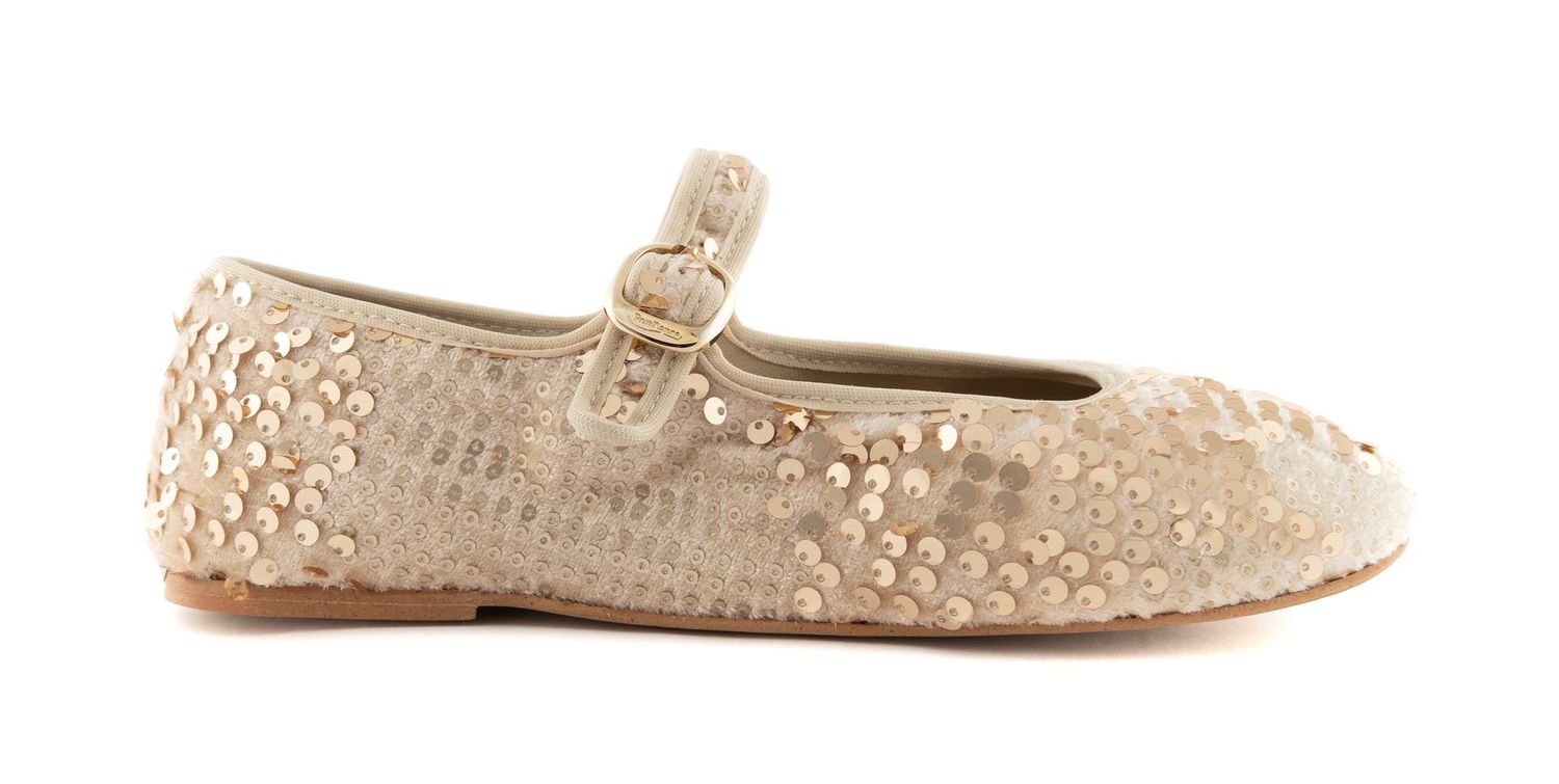 PD Ballerina Beige/Gold Sequins