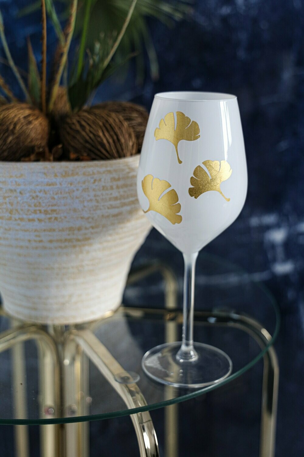 Weinglas mit 22 Karat Gold-Muster
