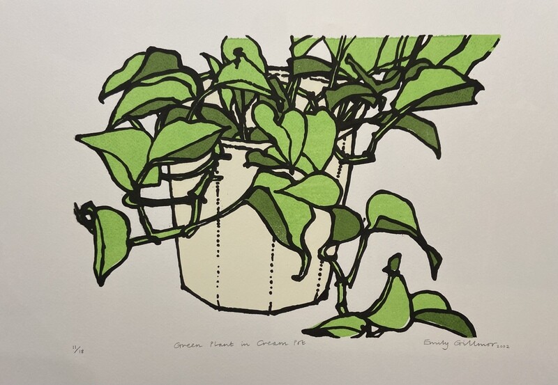 Green Plant in Cream Pot