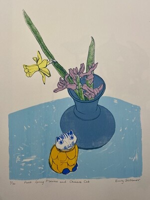 First Spring Flowers and Chinese Cat