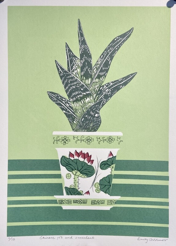 Chinese Pot and Succulent