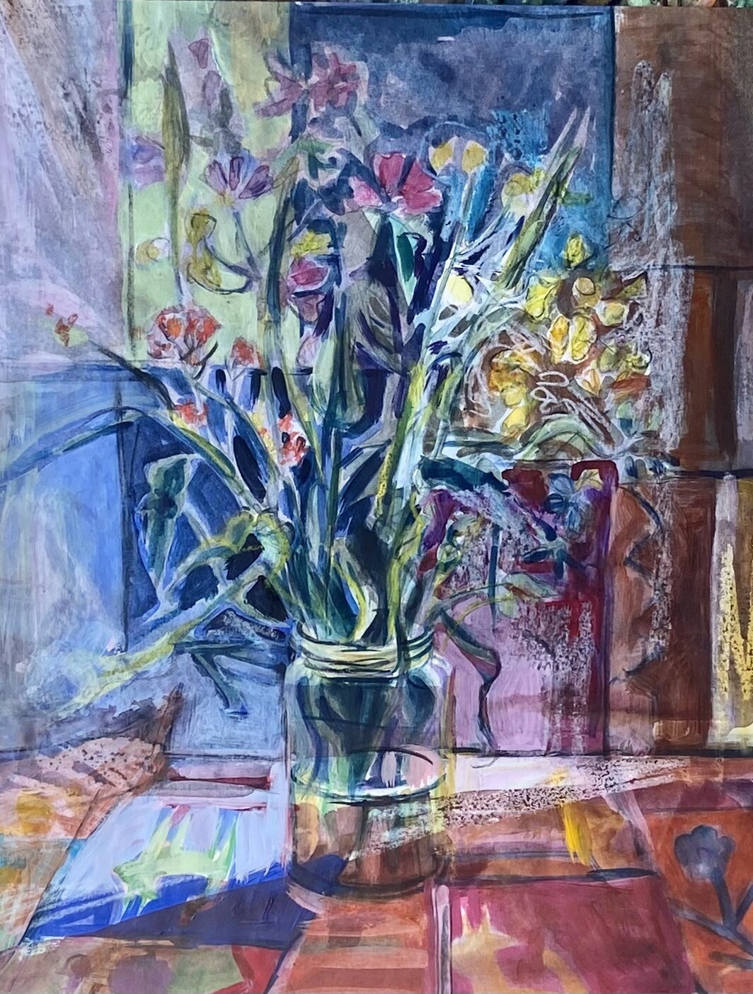 Flowers in Jam Jar (framed)