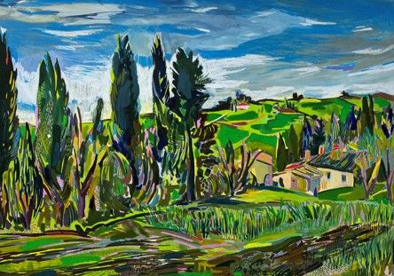 Cool evening view from Borgo, Pignano (framed)