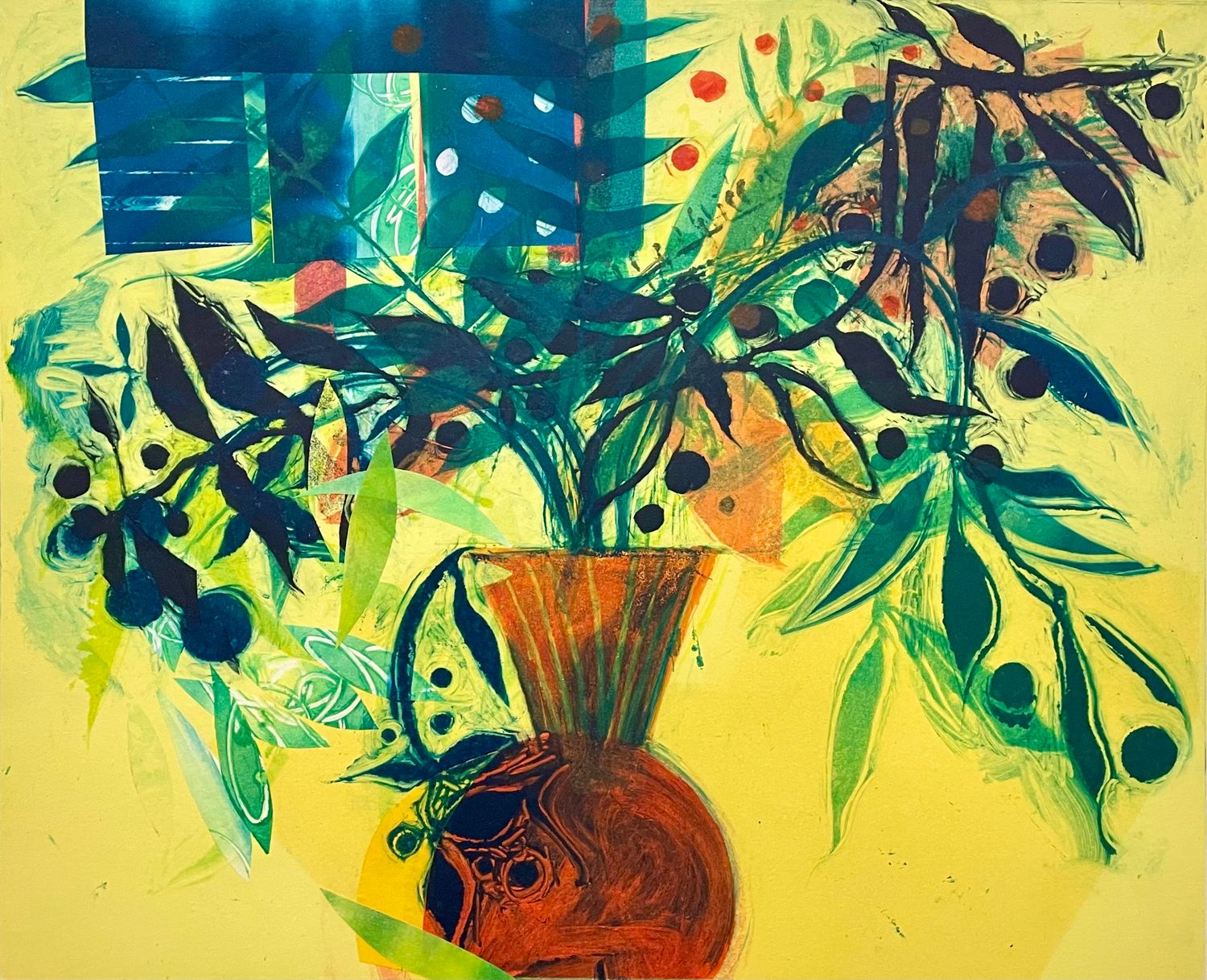 Red Vase, March Flowers