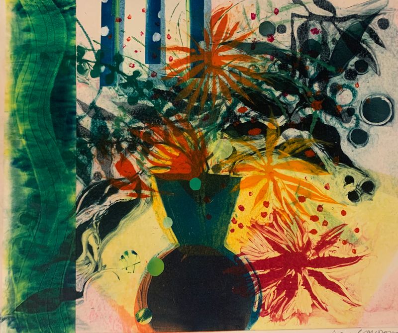 Blue Vase, Late Chrysanths