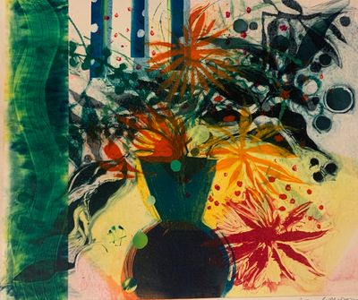 Blue Vase, Late Chrysanths Blue Vase, Late Chrysanths