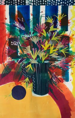 Flowerburst, Stripy Jug (framed) Flowerburst, Stripy Jug (framed)